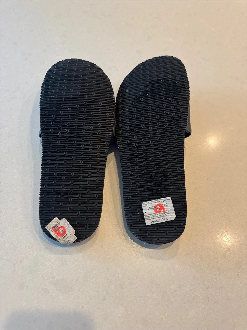 Havaianas Navy Blue Slide Sandals with Yellow Logo